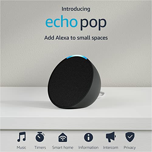 Amazon Echo Pop Smart Speaker with Alexa - Charcoal