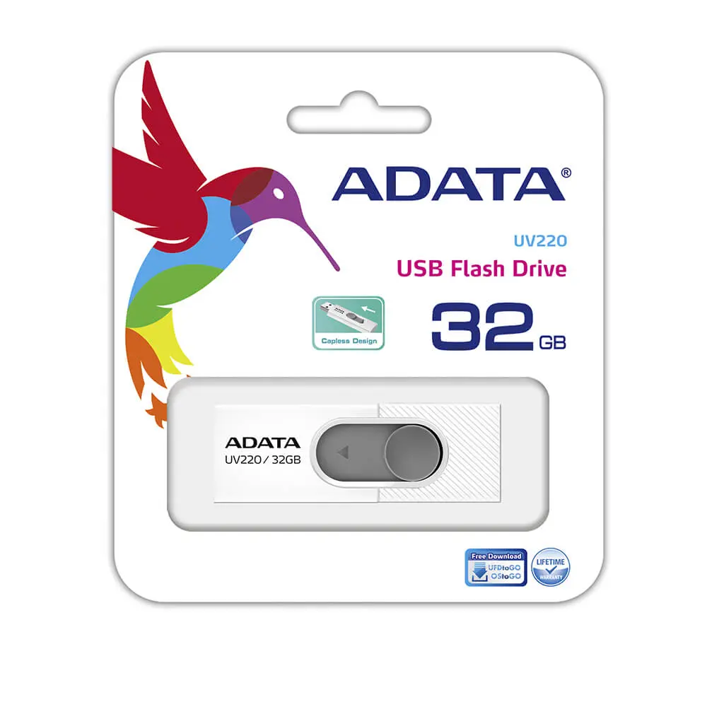 Memoria USB ADATA UV220 - USB-Flash-Laufwerk - 32 GB - USB 2.0 - Weiß/Grau
